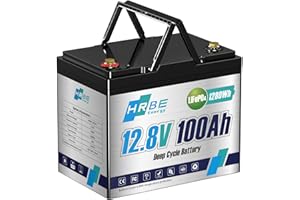 HRBEENERGY 12V 100AH LiFePO4 Battery, 1280Wh Load Lithium Iron Phosphate Battery, Stable Built-in BMS Protect, 7000+ Deep Cycle Recharging,Perfect for RV/Solar/Marine/Off-grid/Trolling Motor
