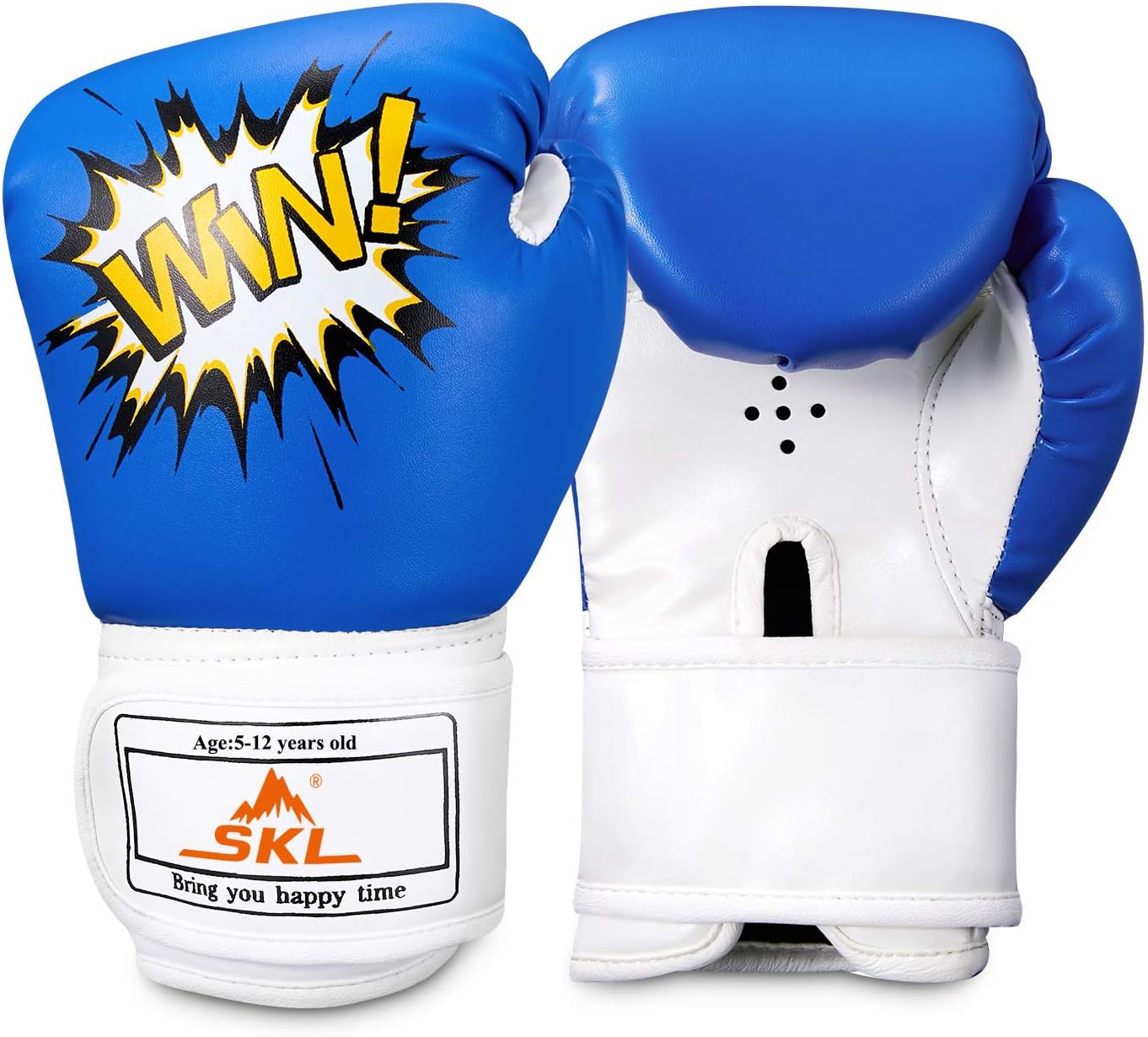 SKL Kids Boxing Gloves 4oz Training Gloves for Children Cartoon Sparring Boxing Gloves Training Mitts Junior Punch PU Leather Age 5-12 Years Blue : Sports & Outdoors