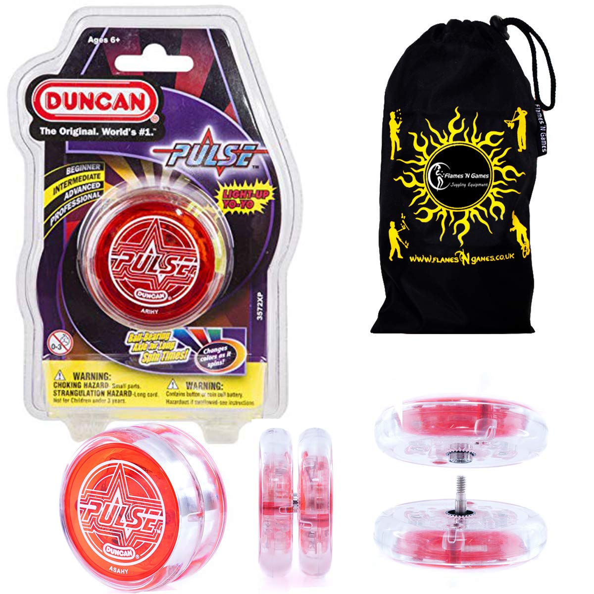 Duncan PULSE LED YoYo (Red) Leucht Yo Yo + Stoff Reisetasche! Große