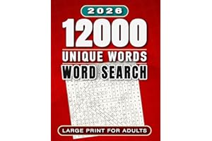 Big Word Search Book for Adults: 12000 Unique Words | 300 Large Print Puzzles for Adults & Seniors | No Word Repeats | Brain 