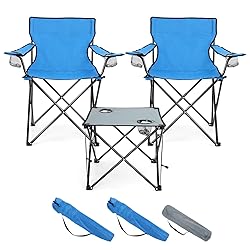 HaSteeL Folding Camping Chair Set of 3, Foldable