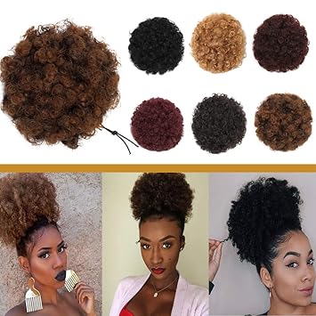 Amazon Com Afro Kinky Curly Hair Bun Drawstring Puff Ponytail