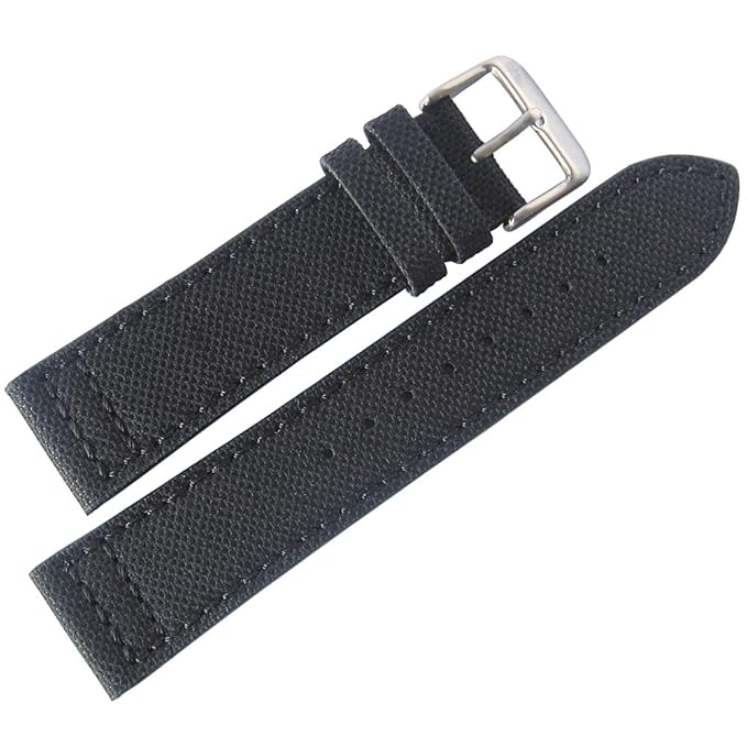 EULIT 22mm Black Canvas Made in Germany Mens Watch Strap