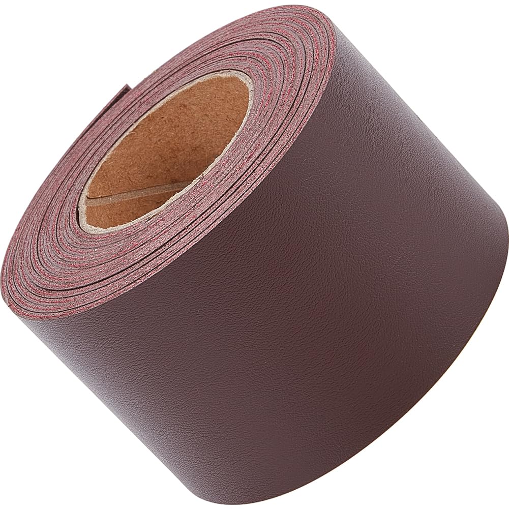 GORGECRAFT 50mm Wide Double-Sided Leather Strips 200cm Long Flat Leather Cord 1.7mm Thick Imitation Leather Strap for DIY Craft Furniture Handle Belts Jewelry Making Gift Wrapping, Coconut Brown