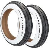 Two Vee Tire 20x4.0 White Wall Zig Zag E-Bike 50 Tubeless Ready Tires with Folding Bead and Endurance Compound 20x4
