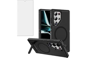 Asuwish Phone Case for Samsung Galaxy S24 Ultra 5G Compatible with Magsafe Tempered Glass Screen Protector Cell Cover Stand R