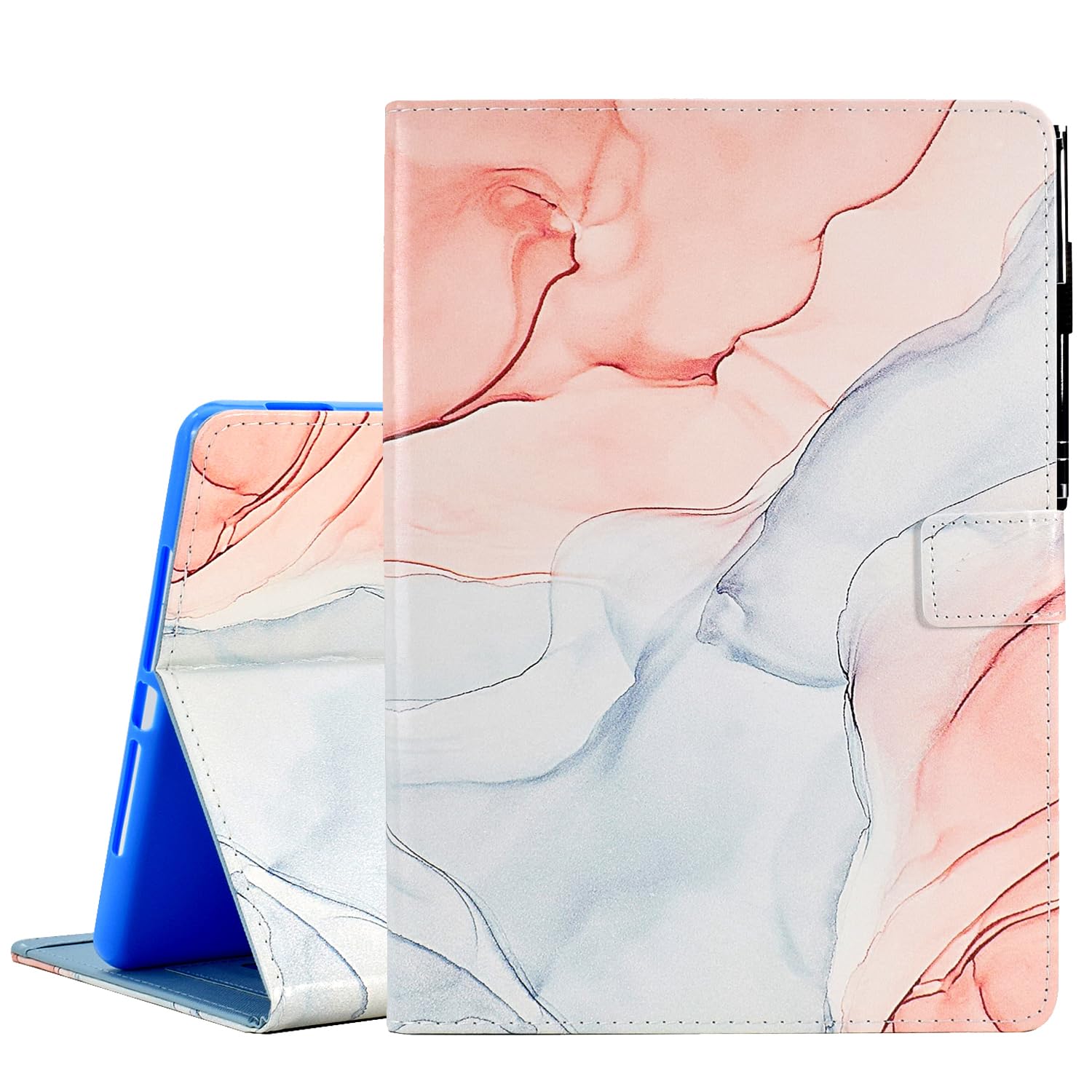 KEROM Case for iPad 6th/5th Generation, PU Leather Stand Folio Cover for iPad 9.7 inch/iPad Air 2/Air 1, Auto Sleep/Wake, Pen Loop Holder, Card Slots - Marble — image 1