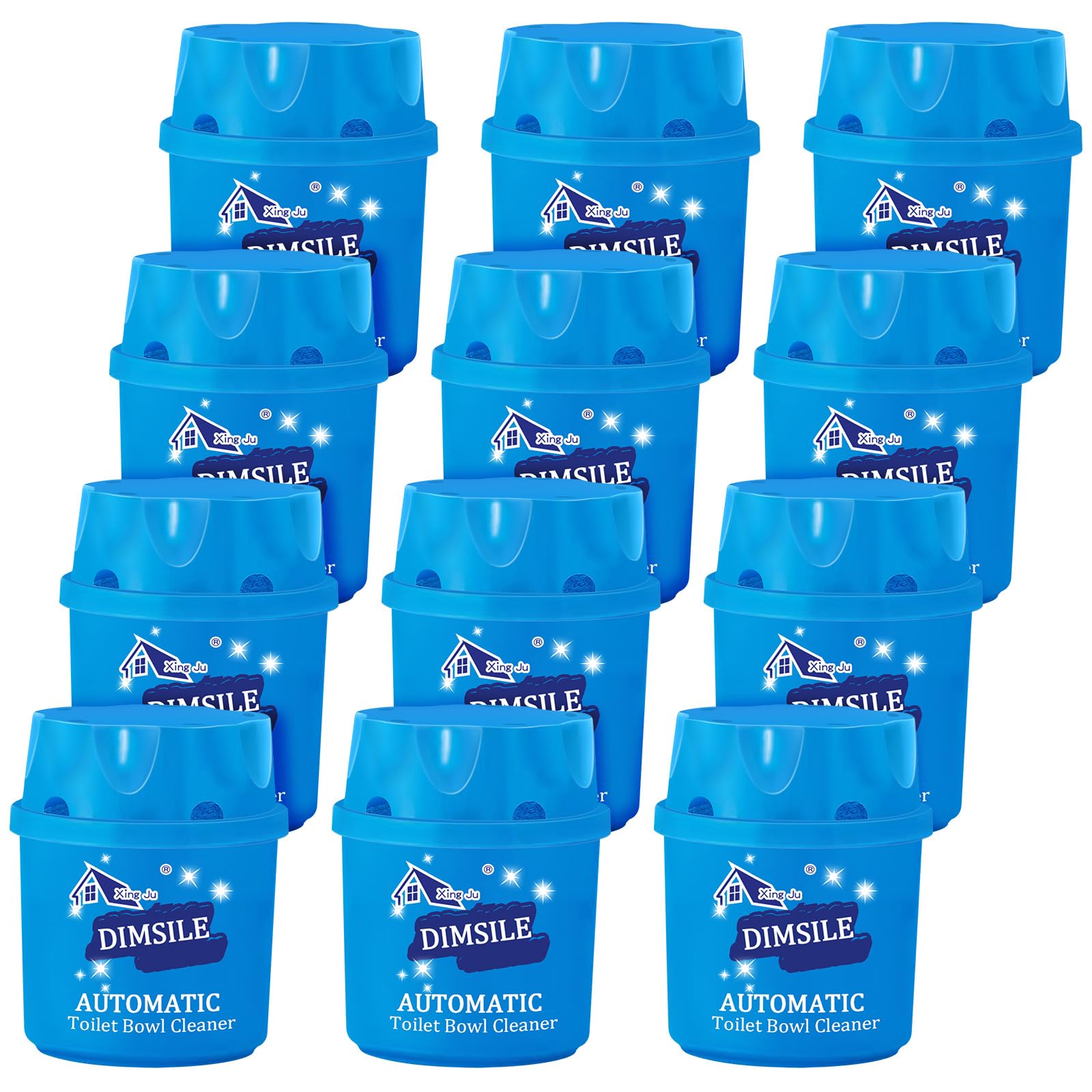 Photo 1 of **One missing*** Dimsile 12 Pack Toilet Bowl Cleaners Automatic Long Lasting Blue Toilet Bowl Tablets Bottle for Tank Bathroom Powerful Cleaning Easy to Use