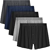 IGOLUMON Mens Underwear Boxer Shorts 5 Pack Bamboo Rayon Boxers for Men Classic Relaxed Fit Boxer Shorts with Button Fly