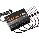 LiTime 4 Bank 12V 10A LiFePO4 Battery Charger, Waterproof, 14.6V Output | IP65, For Lithium &amp; Lead Acid Battery, LED Indicator, 0V Activation, AC-DC Charging, For Kayak, Boat, Trolling Motor, Marine