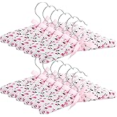 Juvale Padded Baby Clothes Hangers - Wrinkle-Free Closet Organization - Satin Padded Infant Hangers for Baby Clothes - Pink Floral Design for Nursery Decor - Pack of 12, 9.5 in, Pink Floral