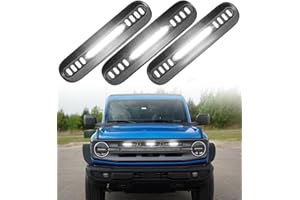 SDPVORN Front Bumper Grill Lights for Ford Bronco 2021-2024 LED Marker Head Light Bar Lamps DRL Insert Accessories, Only Fits Big Bend & Outer Bank 2/4 Door (White)