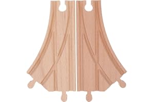 Holibanna 2pcs Wooden Train Track Expansion Switch Multi-Directional Curved Connector Pieces for Creative