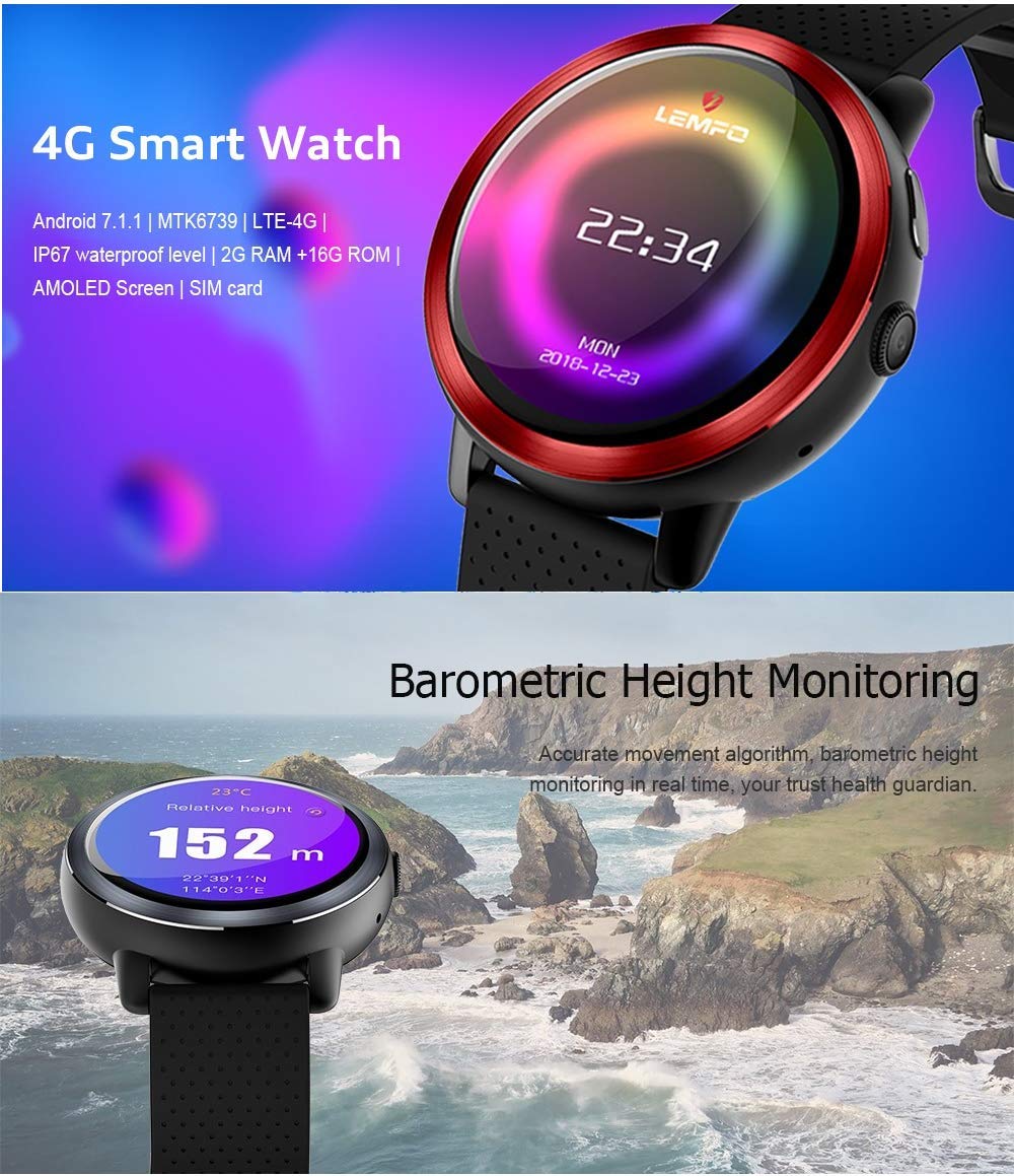 Amazon.com: LEMFO LEM8 4G Smart Watch + Headphones as Gift ...