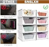 SNSLXH 5 Pack Wardrobe Storage Drawer Organisers White Stackable Foldable view 2