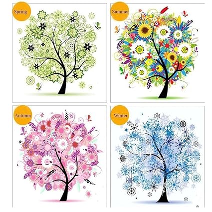 Kisstaker Diamond Painting5D Four Seasons Tree DIY Diamond Handmade Panting Home Room Decor (Four Season)