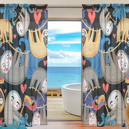 Amazon.de: NaiiaN Durchsichtiger Vorhang, süßes Cartoon-Tier-Faultier