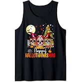 Sugar Skull Skeleton Halloween Xmas Happy Hallothanksmas Tank Top