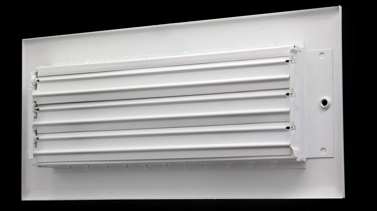 14"w X 6"h Adjustable AIR Supply Diffuser - HVAC Vent Cover Sidewall or Ceiling - Grille Register - High Airflow - White [Outer Dimensions: 15.75"w X 7.75"h] - Heating Vents - 