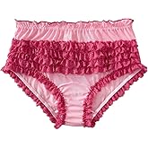 OYOANGLE Women's Plus Size Lace Ruffle Layered Panties Frill Trim Mid Rise Sheer Briefs Cute Underwear