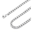 Besteel 2-4mm Womens Mens Stainless Steel Rolo Cable Wheat Chain Link Necklace 16-36 Inch