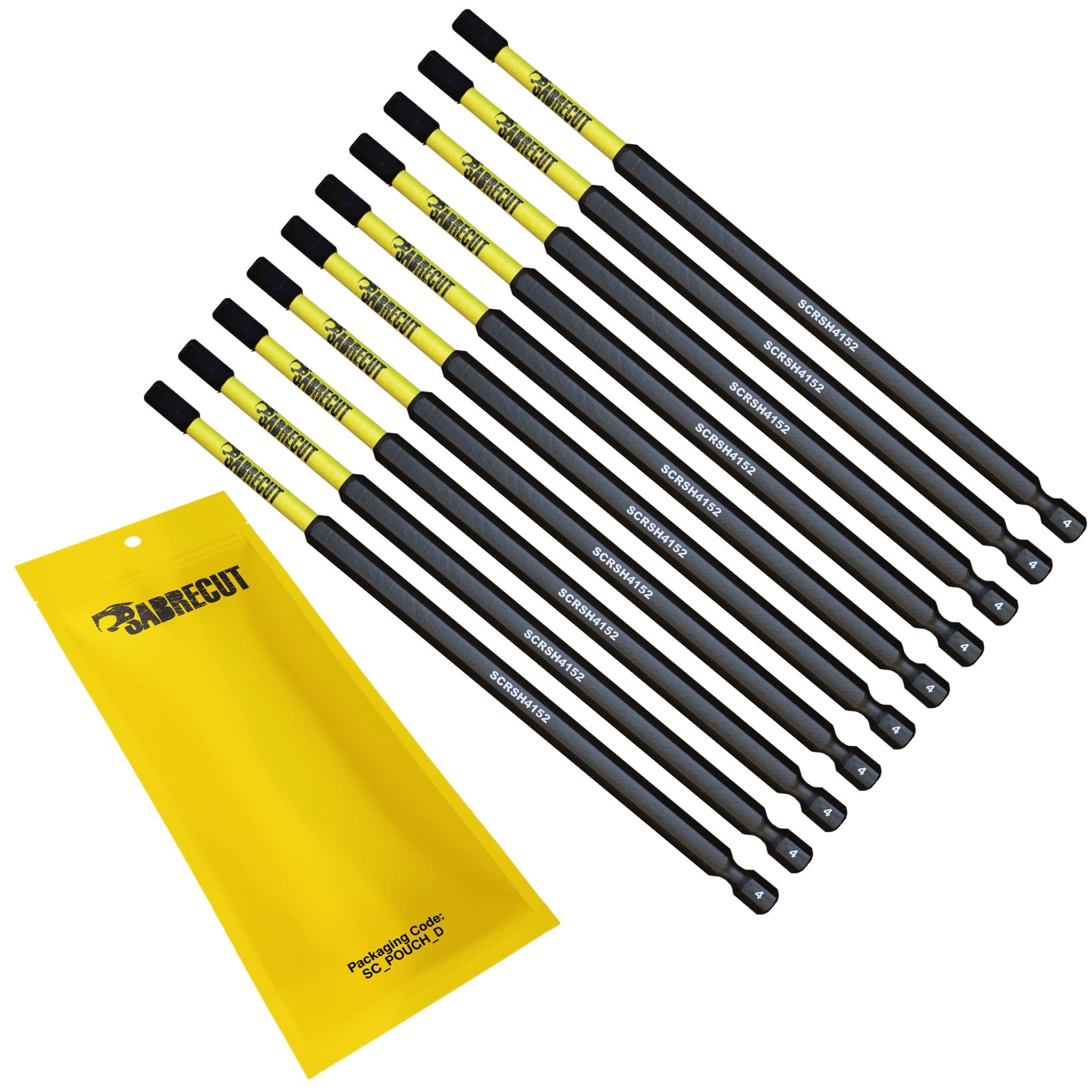 10 x SabreCut SCRH4152_10 152mm H4 Hex Magnetic Impact Screwdriver Driver Bits Set Single Ended Heavy Duty