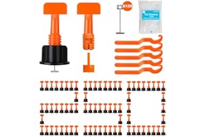 Storystore Tile Leveling System Kit, 250PCS Tile Leveler Installation Tool, 1300PCS 2mm Tile Spacers 125 Steel Wedges and 5 W