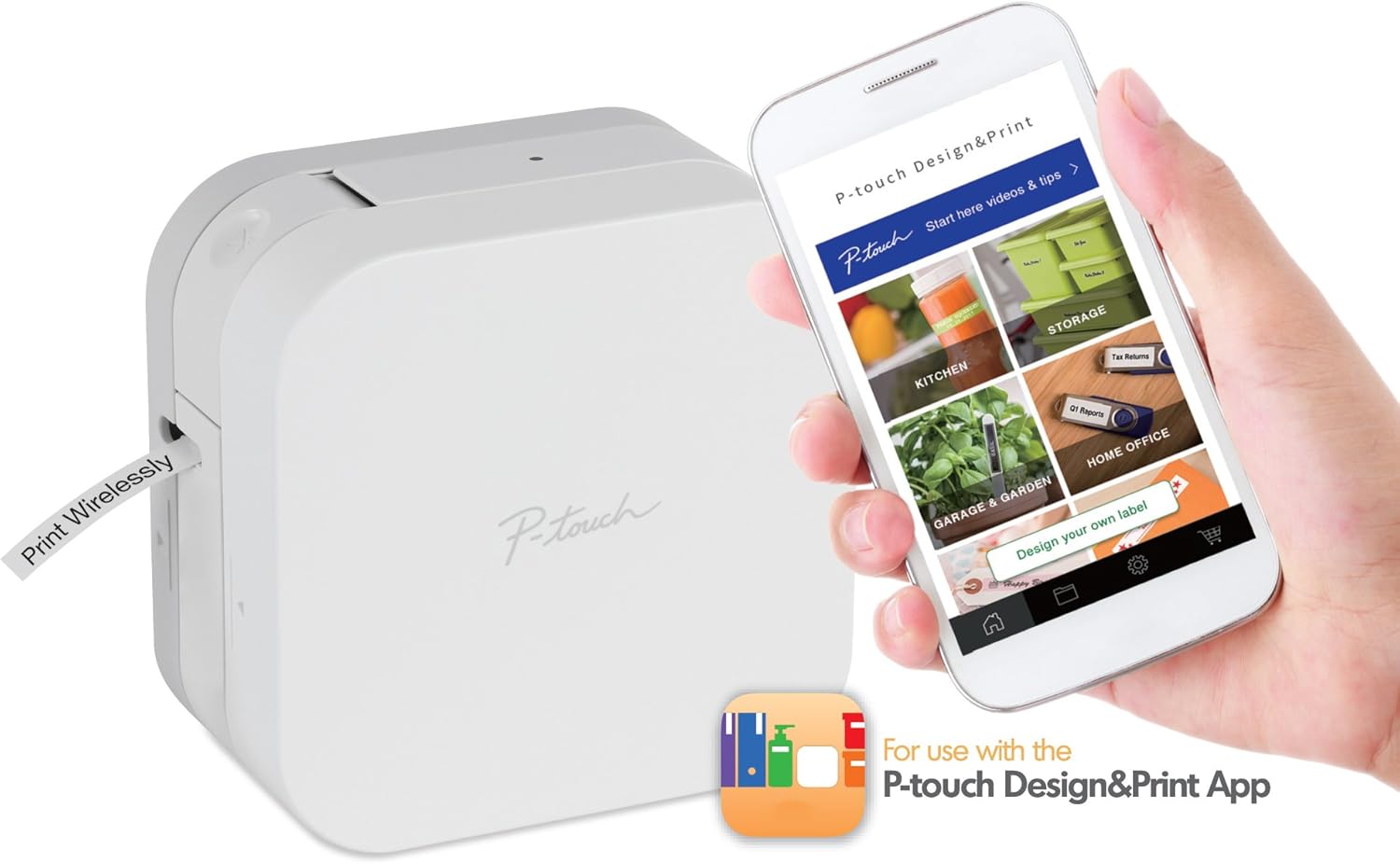 Brother P-Touch Cube Smartphone Label Maker, Bluetooth Wireless Technology, Multiple Templates Available, Apple & Android Compatible - Blue : Office Products