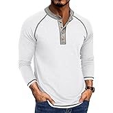 Uposiut Mens T-Shirts Henley Shirts Long Sleeve Casual Cotton Mens Shirts Tee Shirts