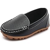 Moceen Boys Loafers PU Leather Slip-On Toddler Dress Shoes Non-Slip Sole Kids Moccasins for School Events and Daily Wear