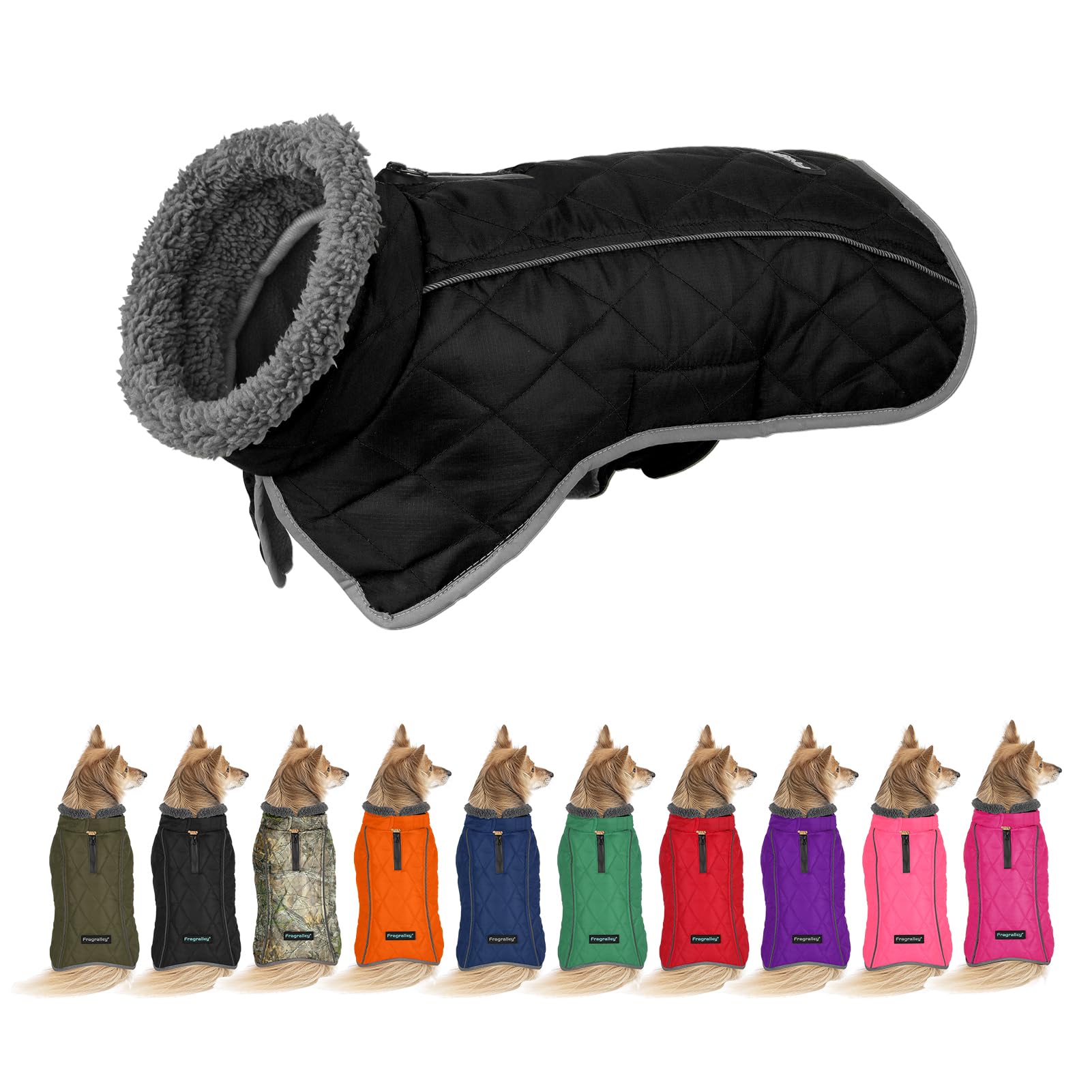 Photo 1 of Fragralley Dog Coat Small, Waterproof Dog Jacket with Warm Fleece Lining, Adjustable Reflective Dogs Winter Coat, Turtleneck Pet Coats for Cold Weather (Black S)