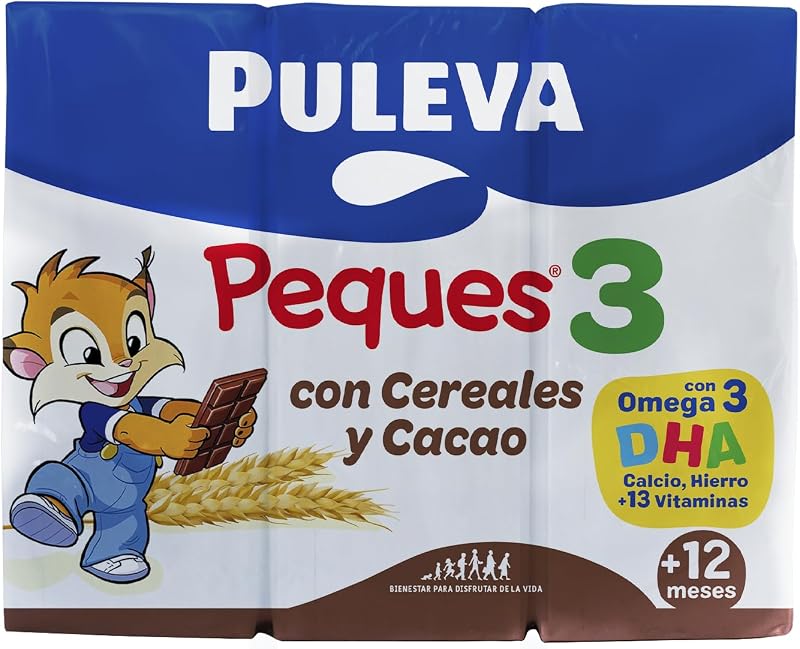 PULEVA KIDS 3 com Cacau e Cereais dos 12 aos 36 meses - 10 embalagens de 3x200ml