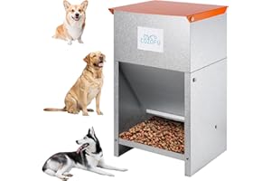 COZOFU Dog Feeder - Galvanized Metal Pet Food Station for Indoor & Outdoor Use - Automatic Gravity-Fed Dispenser Suitable for Small, Medium, and Large Dog Breeds - Capacity: 25 Pounds of Dry Kibble