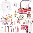 Doctor Kit for Kids 5-7, 21Pcs Pretend Play Doctor Set - Medical Kit with Real Working Stethoscope and Coat - Toddler Doctor Playset Kids Dr Kit Toys for Girls
