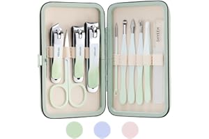 SHYEEH Manicure Set, 10 pcs High-Carbon Steel Nail Clippers Set, Portable Mini Manicure and Pedicure Kit, Travel Grooming Nail Kit with Leather Bag for Men and Women