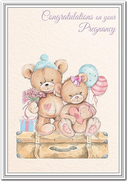 Congratulazioni Per La Gravidanza Unico Souvenir Giallo Unisex Greetings Celebrare Con Il Nuovo Mum To Be Watercolour Art Teddy Bear Design Qualita Premium Superior Printing Amazon It