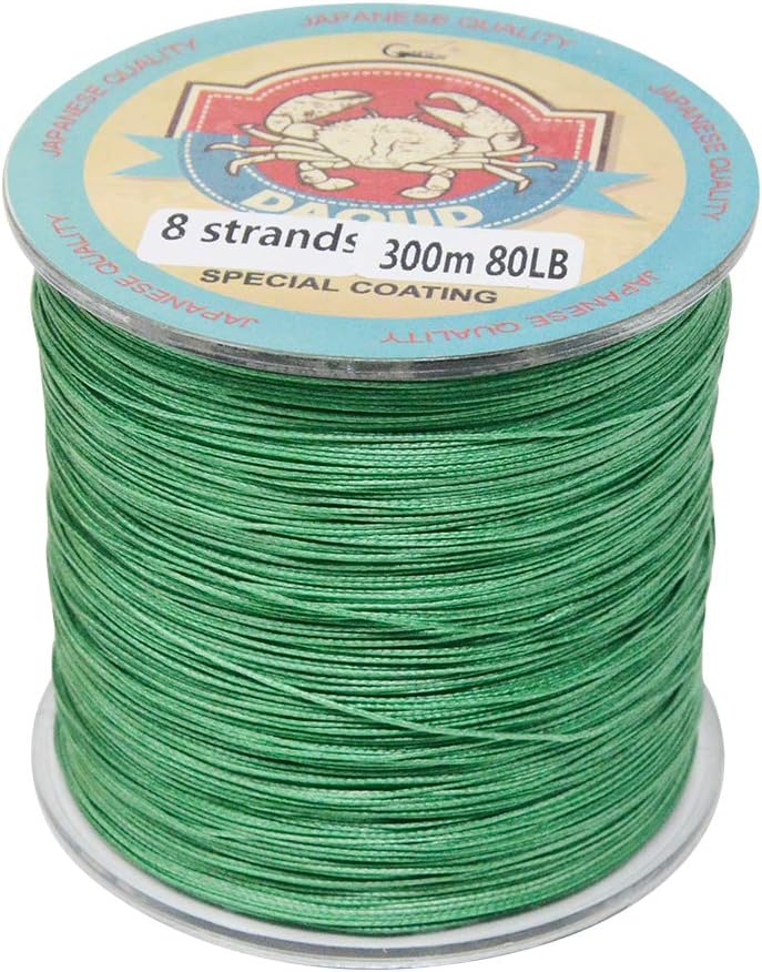 8 Strands Braided Fishing Line 300M (327 Yards) 10lb-108lb Abrasion Resistant, Highly Sensitivity, Zero Stretch and High Performance Fishing Line for Carp, Bass, Trout