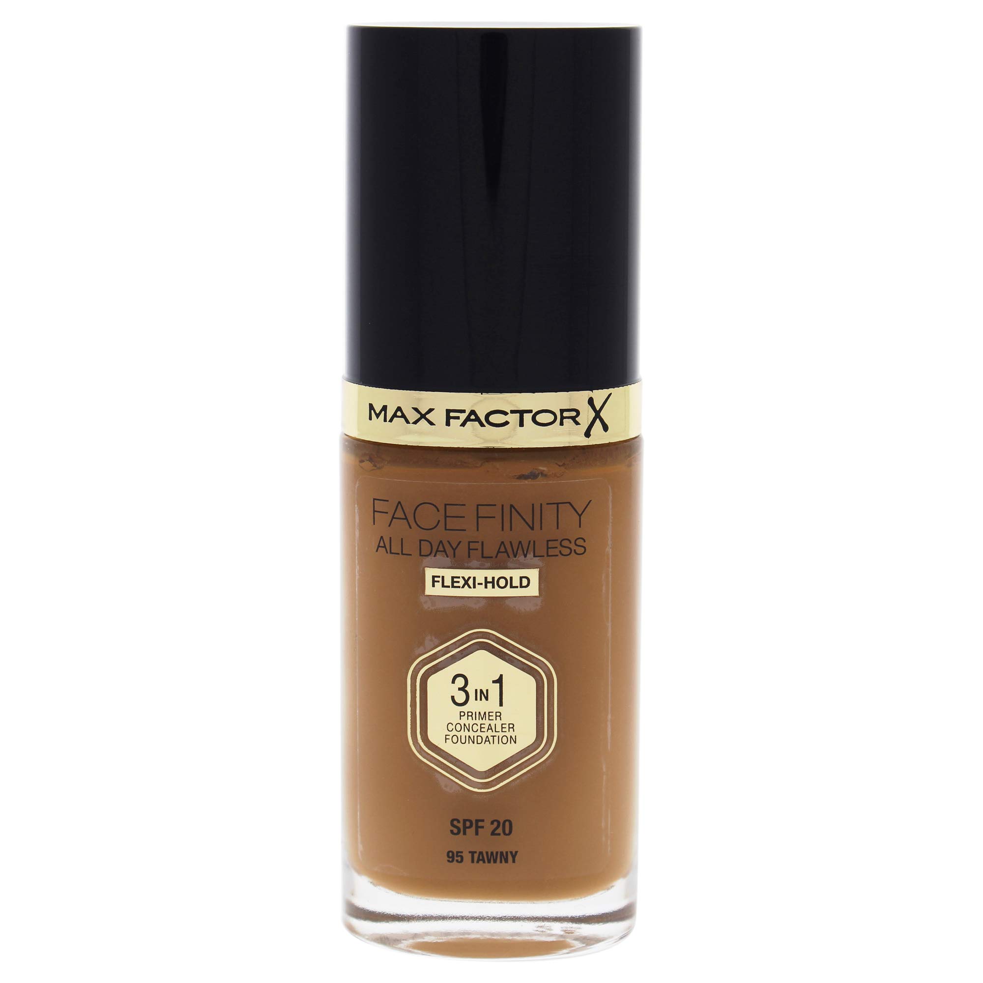 Max Factor Facefinity 3-in-1 All Day Flawless Liquid Foundation, SPF 20 - 95 Tawny, 30 ml (Packaging May Vary)