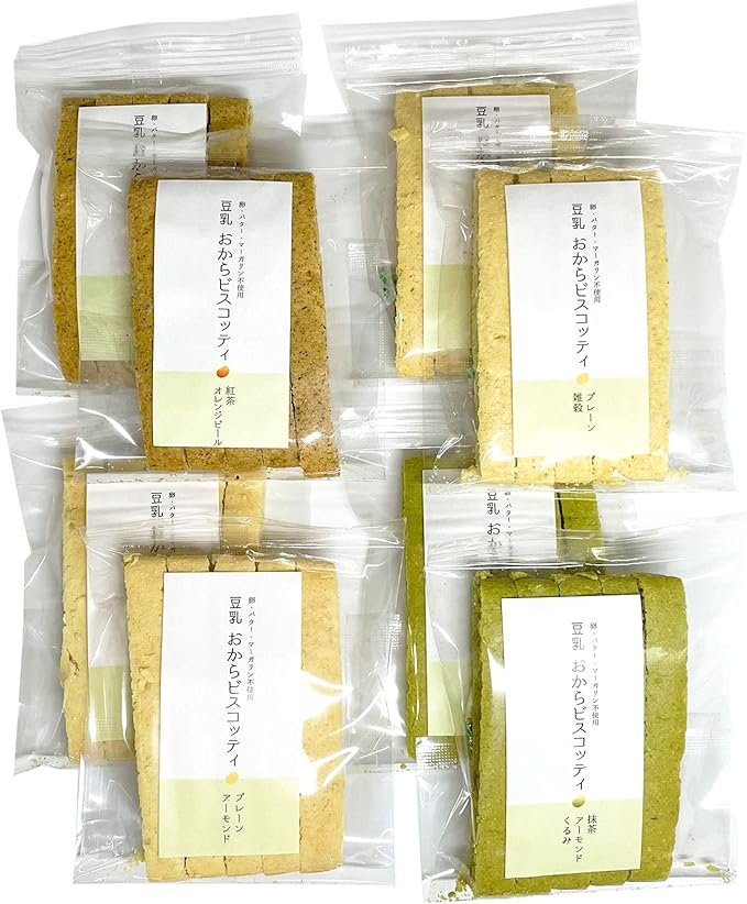 Amazon おからビスコッティ4フレーバーセット 十二堂 豆乳おからビスコッティ アーモンド 雑穀 紅茶 抹茶 4フレーバー 各5本入 8袋 十二堂 ビスケット クッキー 通販