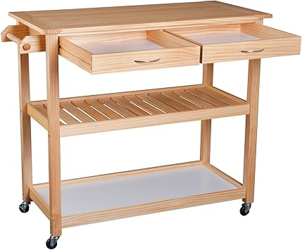 Amazon Com Wooden Rolling Mobile Portable Kitchen Island 2