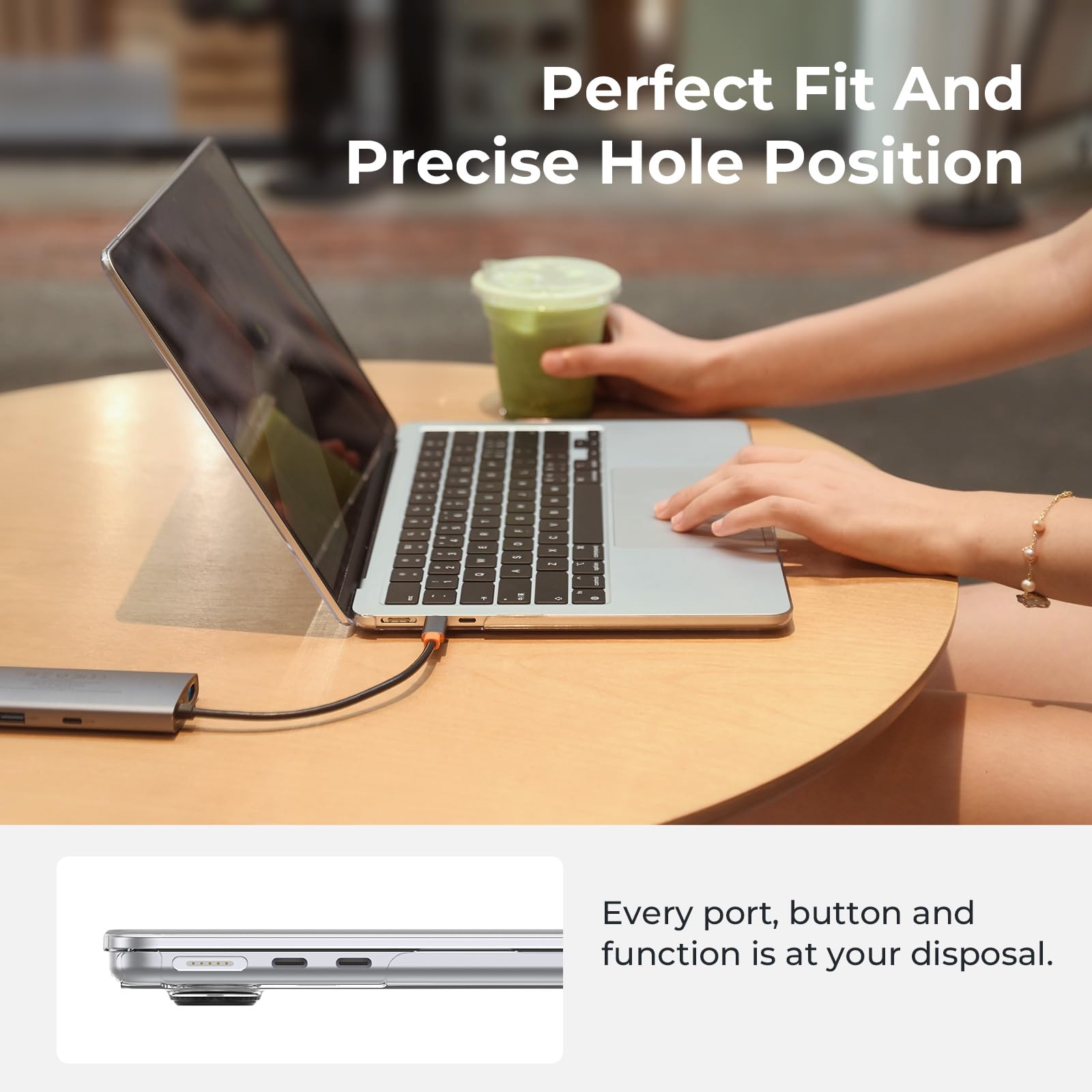 EooCoo Case Compatible with MacBook Air 13 inch M4 2025 2024 2023 2022 M3 M2 A3240 A3113 A2681, Crystal Hard Shell Scratch Resistant Protective Cover Compatible for MacBook Air 13.6 inch Case, Clear