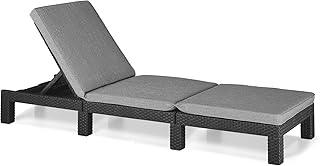 "Allibert by Keter" Sonnenliege Daytona SL, graphit/cool grey, inkl. Kissen, verstellbares Kopfteil, Kunststoff, flache Rattanoptik