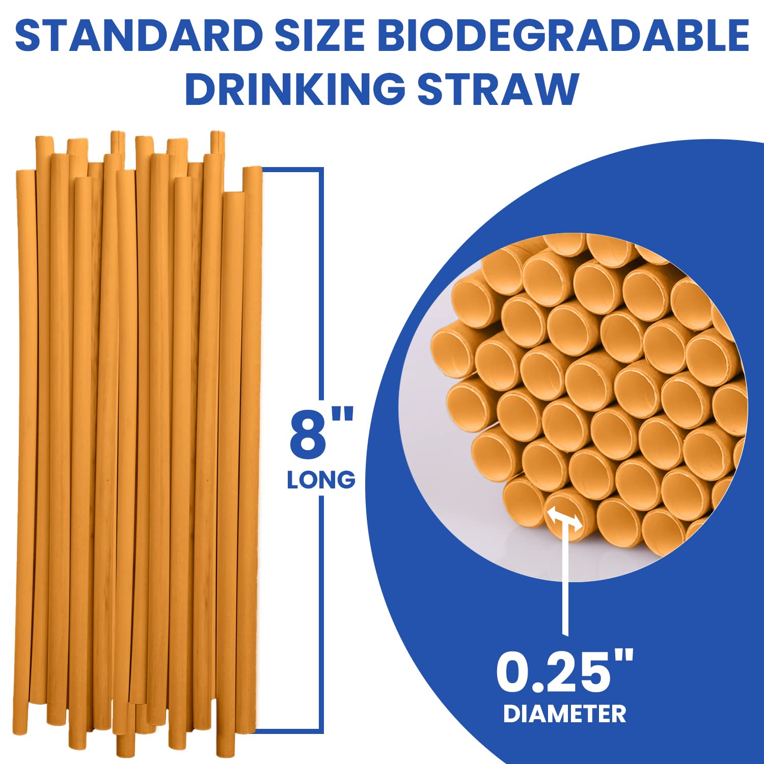 Vallo Compostable Drinking Straws - 100% Biodegradable, Recyclable, Non-Soggy, Suitable for Hot and Cold Drinks, Eco-friendly Sugarcane Material, NOT Paper, 8" Standard Size - 100 Count - Image 2