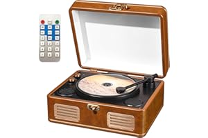 MANAYO Bluetooth CD Player Portable, Retro Small CD Players for Home, Portable CD Player with Speakers, Rechargeable Desktop CD Player Equipped with Remote Control (Brown)