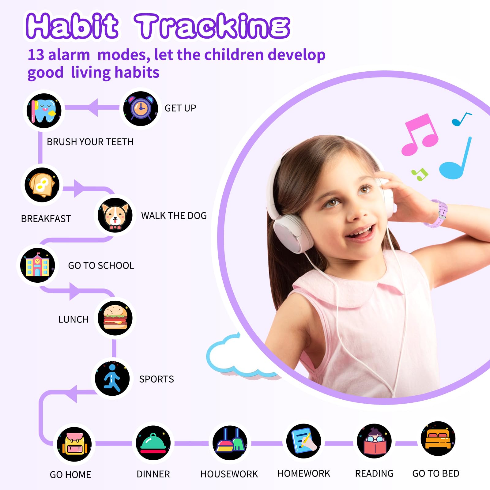 Cosjoype Kids Smart Watches Girls Age 5-12, 26 Games High-Resolution Touchscreen Kids Watch with Video Camera Music Player Pedometer Flashlight 12/24 hr Educational Toys Birthday Gifts for Girls Ages 6 7 8
