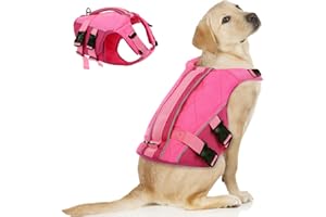 ASENKU Dog Life Jacket - Pet Safety Vest for Swimming & Boating, Shark Life Jacket with Floatation, Dog Lifesavers Swimsuits for Small Medium Large Dogs (Pink, XL)