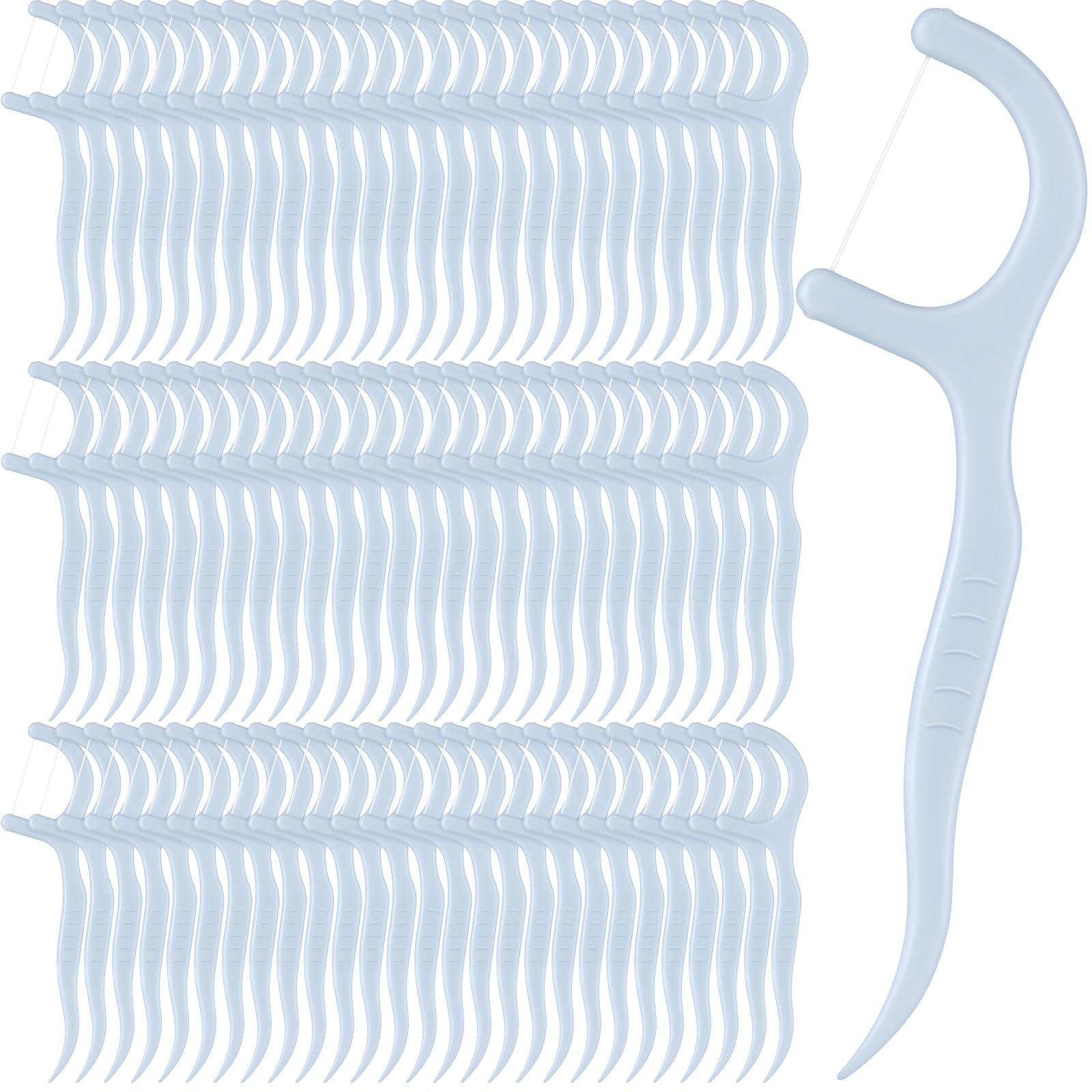 Photo 1 of Baderke 200 Count Floss Picks Bulk Non Breakable Tooth Picks Flosser Dental Floss Sticks for Adults Teeth Cleaning Dental Flossers for Family Pack Travel(Light Blue)