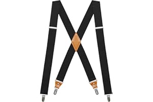 Suspenders for Men Elastic with 4 Strong Clips Mens Suspenders Heavy Duty Adjustable Mens Braces for Pants Tuxedo 1.4 Inch