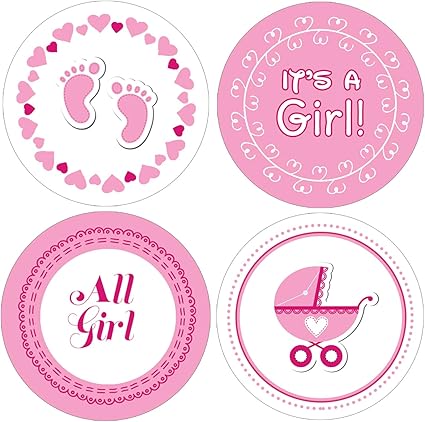 Amazon Com Girl Baby Shower Favor Stickers Pink Footprint Theme 1 75 In 40 Labels Health Personal Care