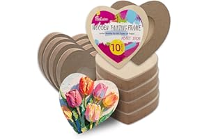 PAINT A DREAM 10-Pack 10cm Basswood Paint Pouring Panels – Premium Wood Painting Boards for Acrylic, Oils, Pouring, and Abstract Techniques, Wood Canvas Boards for Crafts and Blank Sign Heart